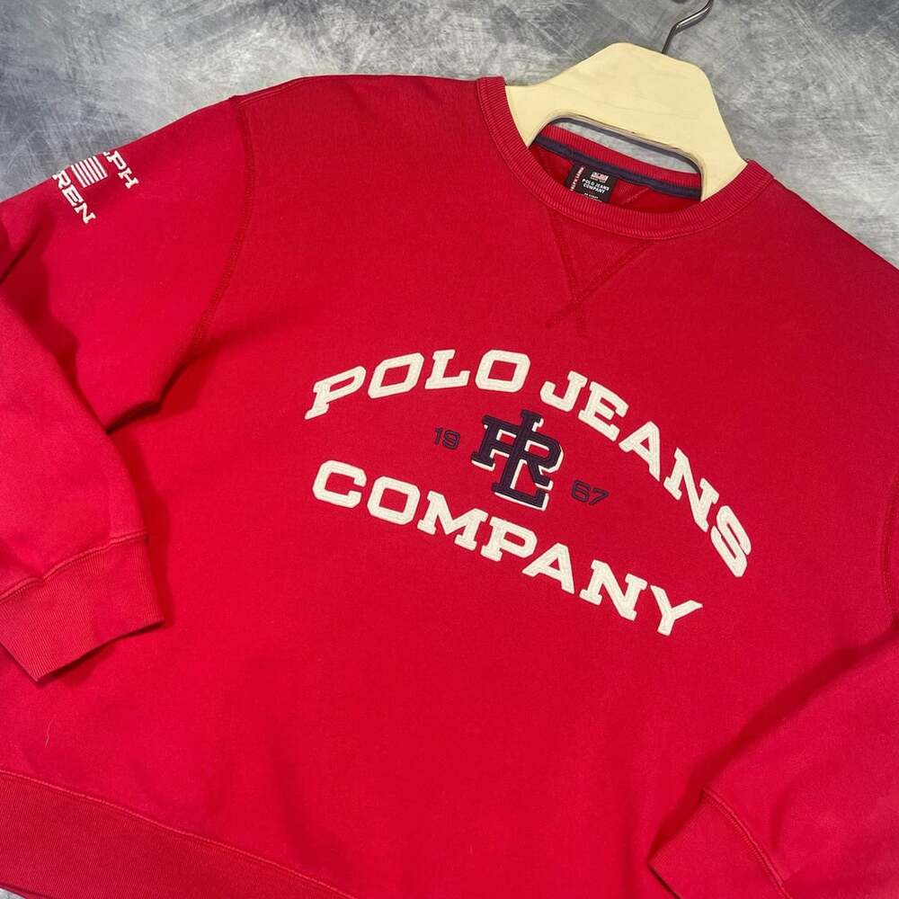 Vintage Polo Jeans Company Sweatshirt Size 2XL Red Embroidered Logo Pullover